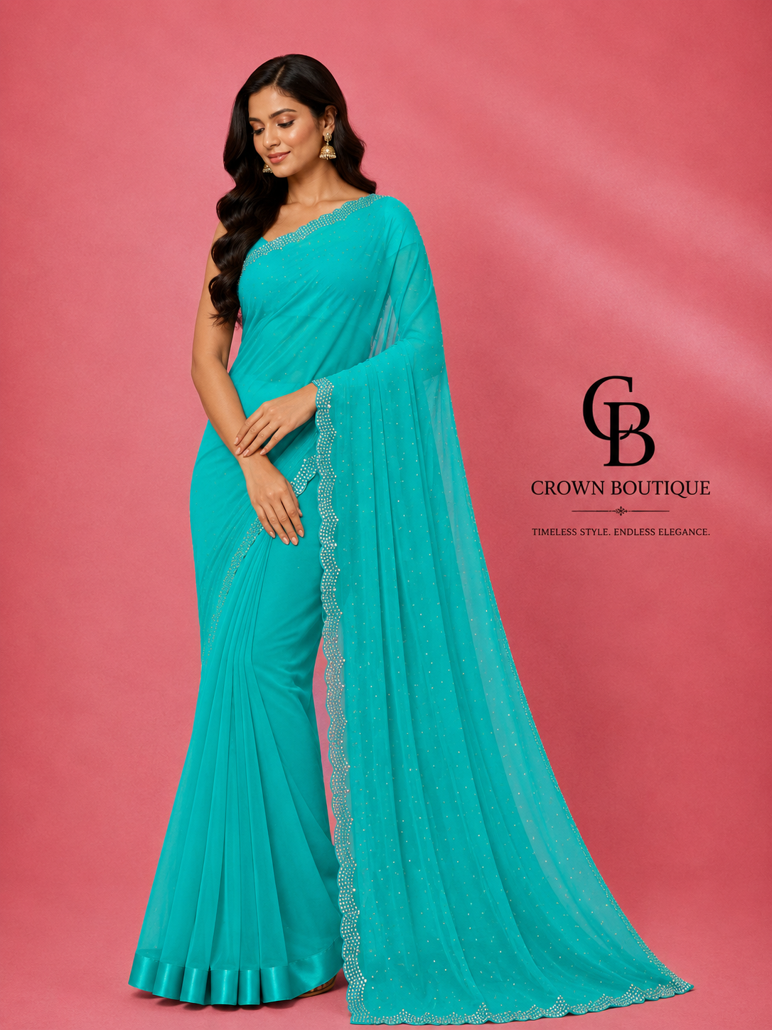 Beautiful Siroski work saree