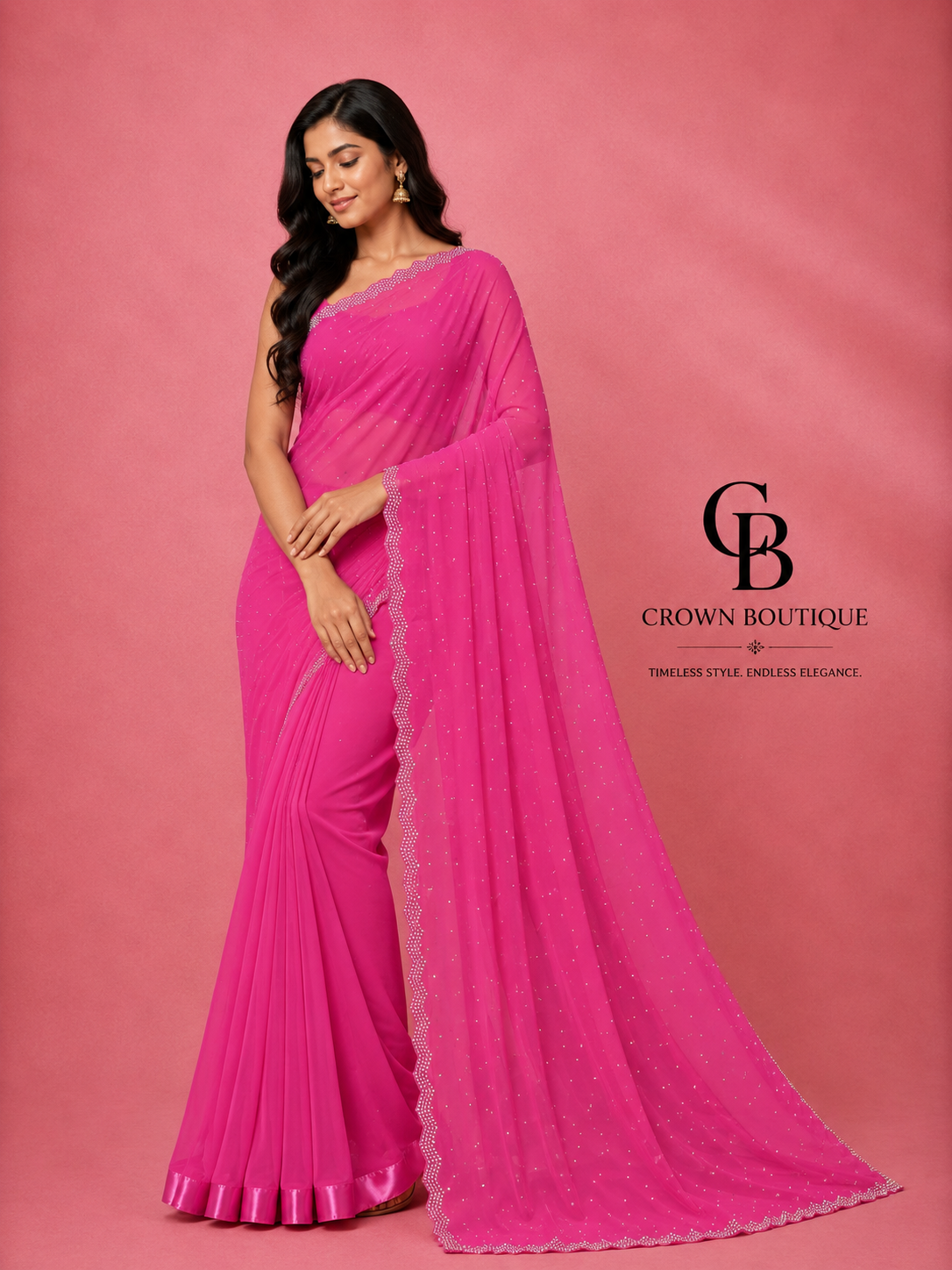 Beautiful Siroski work saree