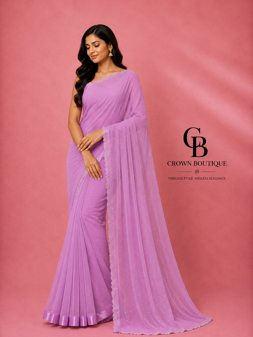 Beautiful Siroski work saree