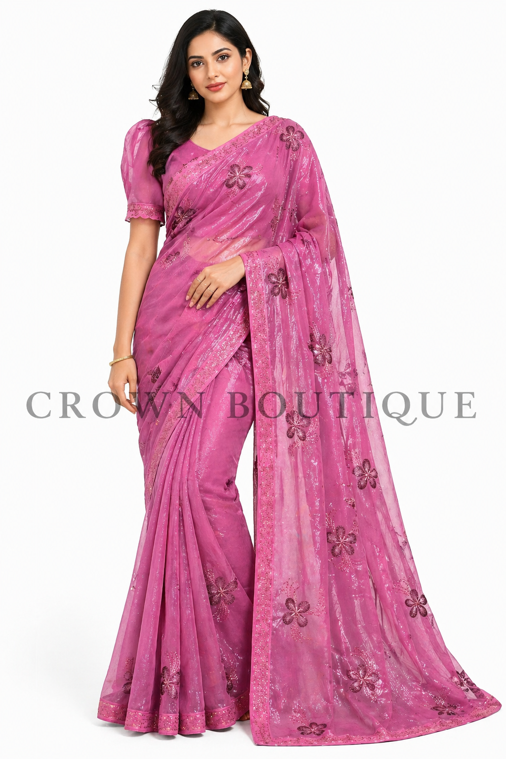 Shimmer chiffon saree