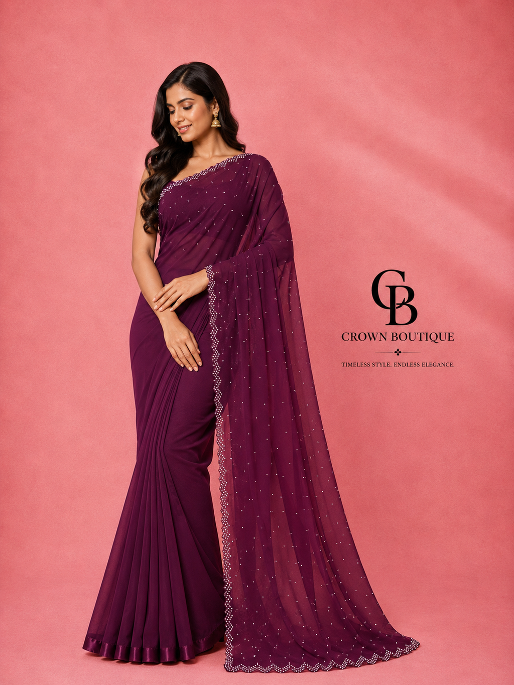 Beautiful Siroski work saree