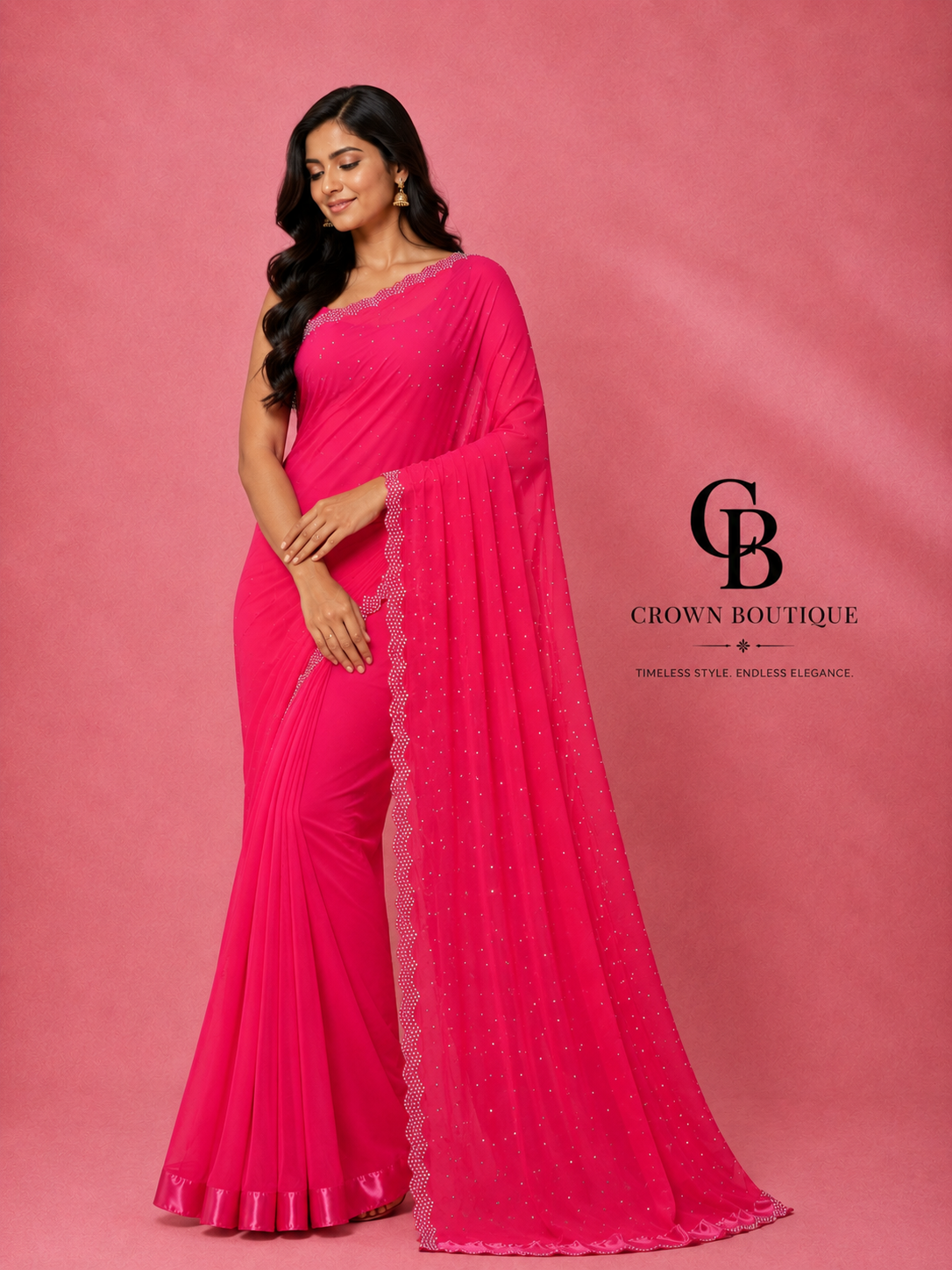 Beautiful Siroski work saree
